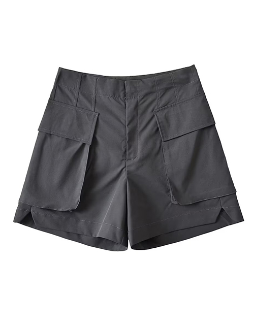 Fashion Grey Polyester Pocket Cargo Shorts