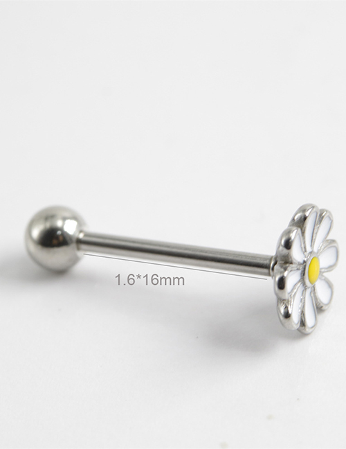 Fashion Silver Titanium Steel Drop Oil Flower Piercing Earrings (single)