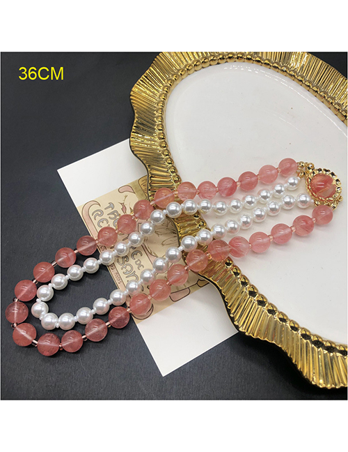 Fashion Necklace Alloy Onyx Pearl Beaded Double Layer Necklace