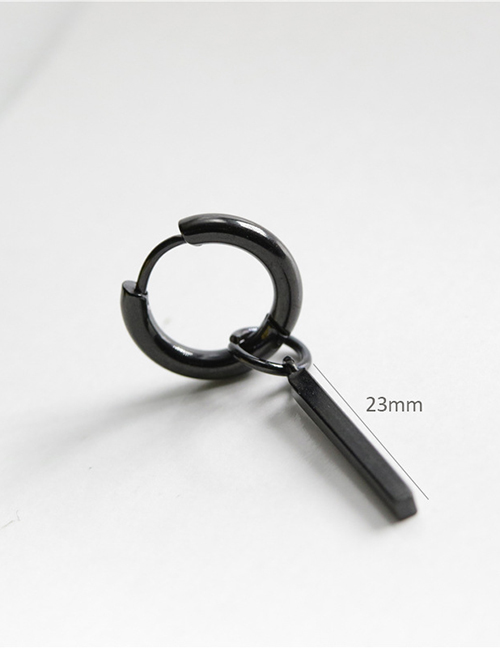 Fashion Black Single Titanium Steel Rod Earring Earrings (single)
