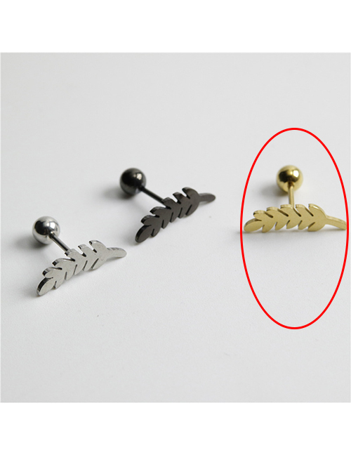 Fashion Golden Single Metal Leaf Piercing Stud Earrings (single)
