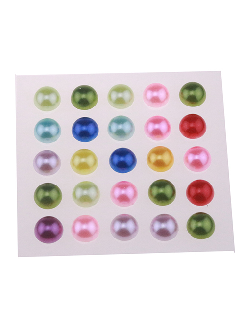 Fashion 10mm Colored Beads 25 Pieces Geometric Pearl Adhesive Free Nail Art Sticker