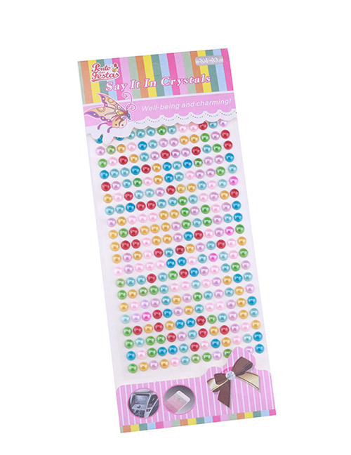 Fashion 6mm Color Pearls With Glue (the Whole Piece Is Not A Single Piece) 260 Pieces Geometric Pearl Adhesive Free Nail Art Sticker