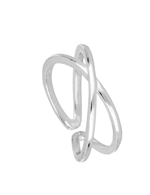 Fashion Platinum Metal Cross Double Split Ring
