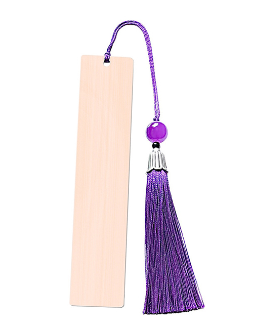 Fashion Purple Tassel Large Bookmark Single Sided Rose Gold Stainless Steel Blank Tag Tassel Bookmark