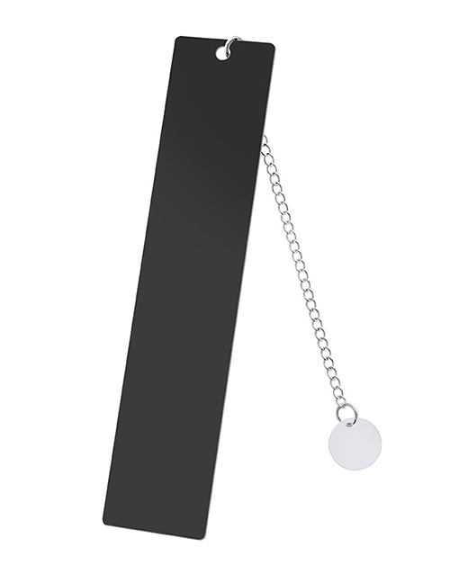 Fashion Round Pendant Large Bookmark Single Side Bright Black Stainless Steel Blank Tag Round Pendant Bookmark
