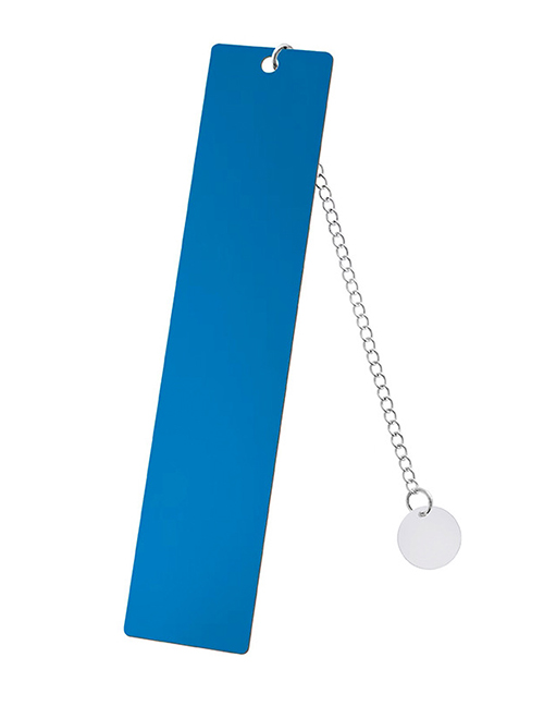 Fashion Round Pendant Large Bookmark Bright Blue On One Side Stainless Steel Blank Tag Round Pendant Bookmark