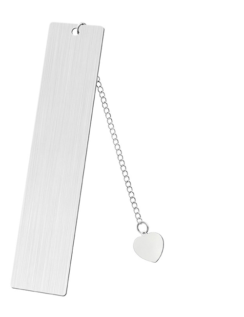Fashion Heart Pendant Large Bookmark Double Sided Brushed Silver Stainless Steel Blank Tag Love Pendant Bookmark