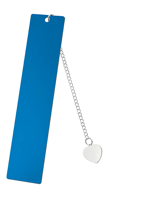 Fashion Heart-shaped Pendant Large Bookmark Bright Blue On One Side Stainless Steel Blank Tag Love Pendant Bookmark