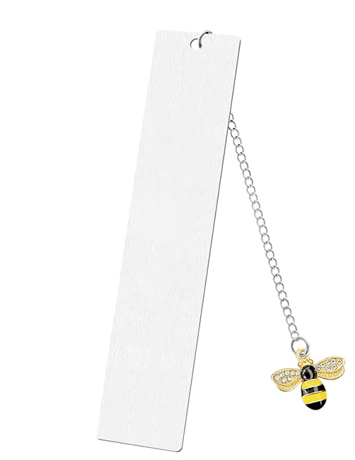 Fashion Little Bee Large Bookmark Single Side Bright Silver Stainless Steel Blank Hang Tag Diamond Bee Pendant Bookmark