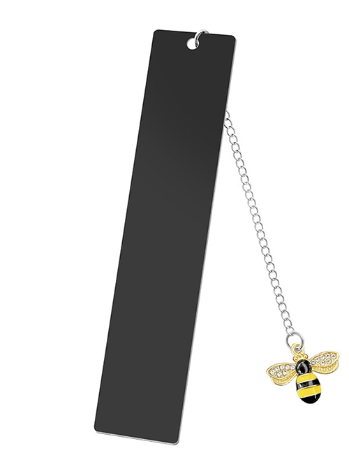 Fashion Little Bee Large Bookmark Single Side Bright Black Stainless Steel Blank Hang Tag Diamond Bee Pendant Bookmark