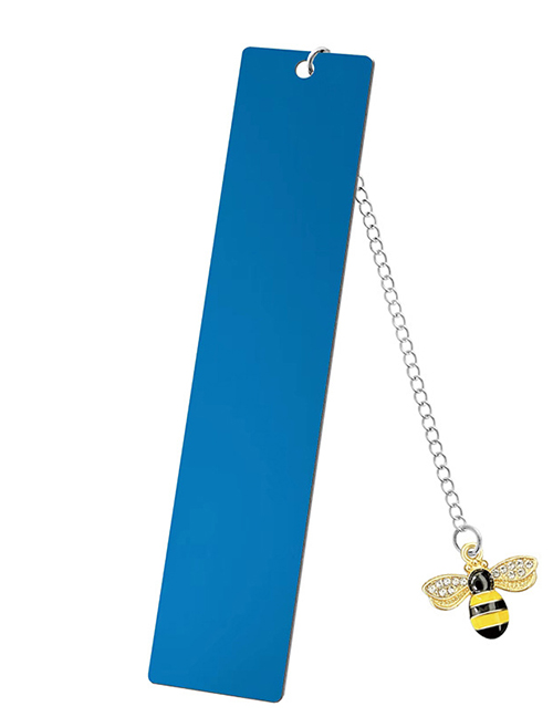 Fashion Little Bee Large Bookmark Single-sided Bright Blue Stainless Steel Blank Hang Tag Diamond Bee Pendant Bookmark
