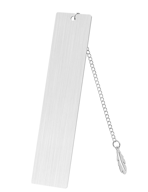 Fashion Leaf Large Bookmark Double-sided Brushed Silver Stainless Steel Blank Tag Leaf Pendant Bookmark