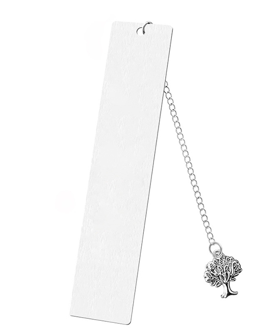 Fashion Tree Large Bookmark Single Side Bright Silver Stainless Steel Blank Tag Tree Pendant Bookmark