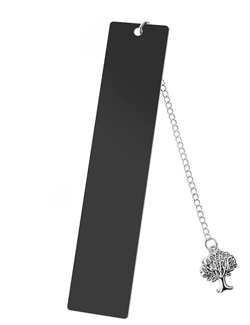 Fashion Tree Large Bookmark Single Side Bright Black Stainless Steel Blank Tag Tree Pendant Bookmark