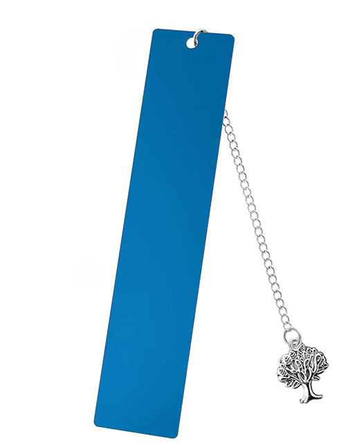 Fashion Tree Large Bookmark Single Side Bright Blue Stainless Steel Blank Tag Tree Pendant Bookmark