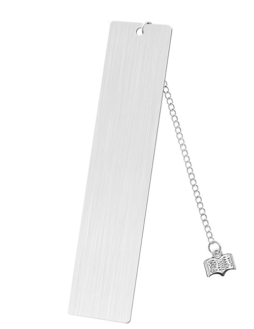 Fashion Book Large Bookmark Double-sided Brushed Silver Stainless Steel Blank Tag Book Pendant Bookmark