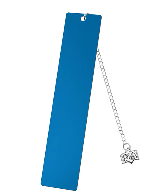 Fashion Book Large Bookmark Single Side Bright Blue Stainless Steel Blank Tag Book Pendant Bookmark