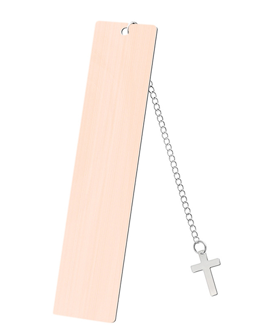 Fashion Cross Large Bookmark Single Sided Rose Gold Stainless Steel Blank Tag Cross Pendant Bookmark