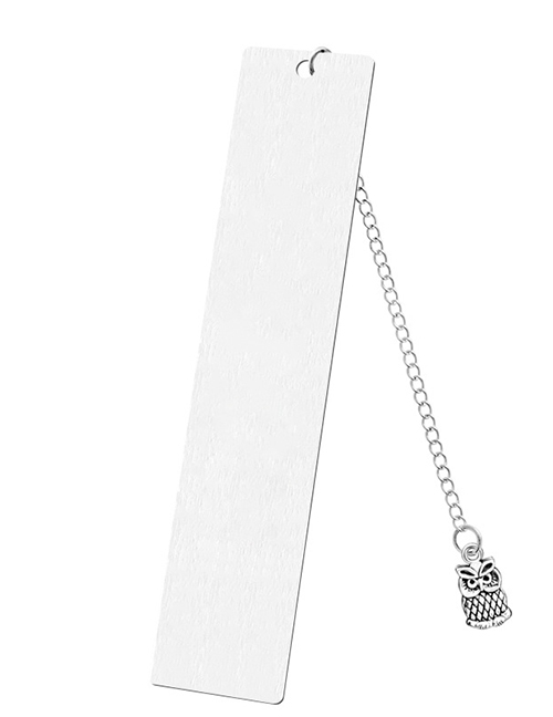 Fashion Owl Large Bookmark Single Side Bright Silver Stainless Steel Blank Tag Owl Pendant Bookmark