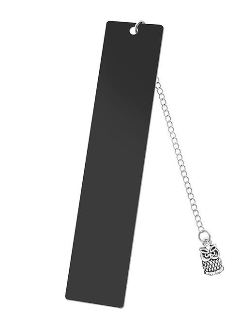 Fashion Owl Large Bookmark Single Side Bright Black Stainless Steel Blank Tag Owl Pendant Bookmark