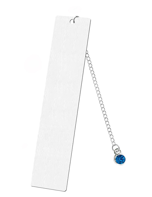 Fashion Blue Diamond Large Bookmark Single Side Bright Silver Stainless Steel Blank Tag Round Diamond Pendant Bookmark