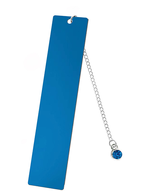 Fashion Blue Diamond Large Bookmark Single-sided Bright Blue Stainless Steel Blank Tag Round Diamond Pendant Bookmark