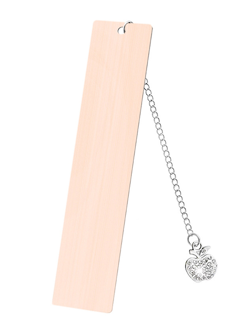 Fashion Diamond Apple Large Bookmark Single Sided Rose Gold Stainless Steel Blank Hang Tag Diamond Apple Pendant Bookmark