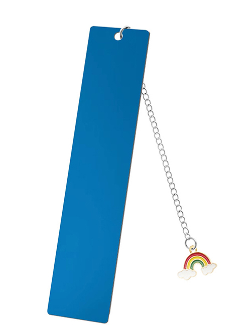 Fashion Rainbow Large Bookmark Single-sided Bright Blue Stainless Steel Blank Tag Drip Oil Rainbow Pendant Bookmark