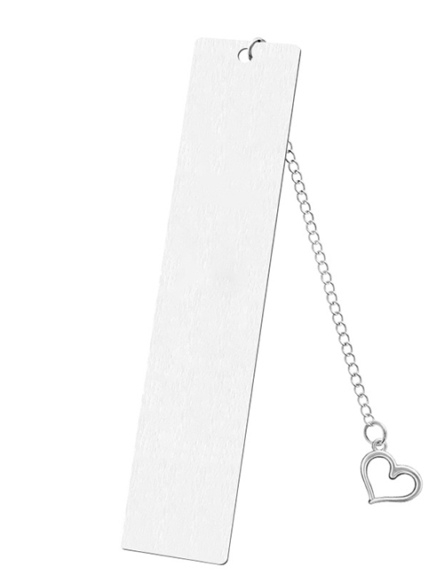 Fashion Love Large Bookmark Single Side Bright Silver Stainless Steel Blank Tag Love Pendant Bookmark
