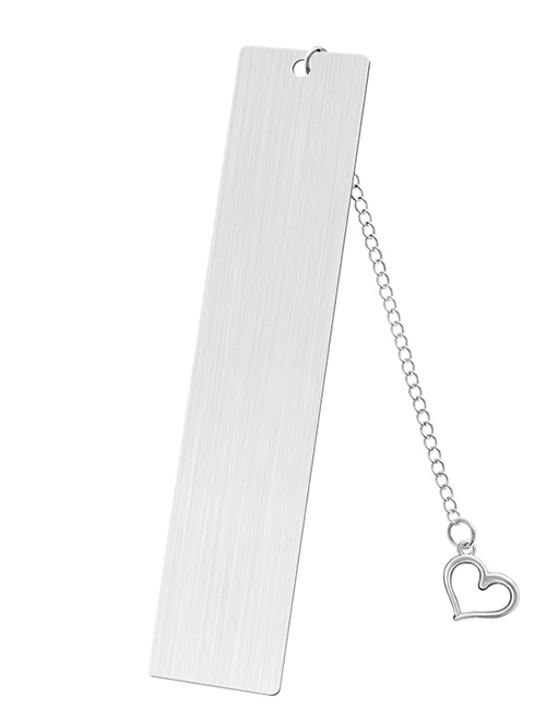 Fashion Love Large Bookmark Double-sided Brushed Silver Stainless Steel Blank Tag Love Pendant Bookmark