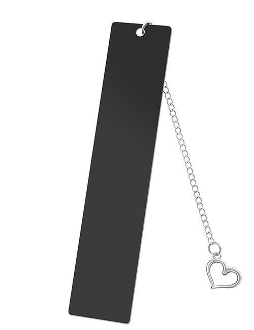 Fashion Love Large Bookmark Single Side Bright Black Stainless Steel Blank Tag Love Pendant Bookmark