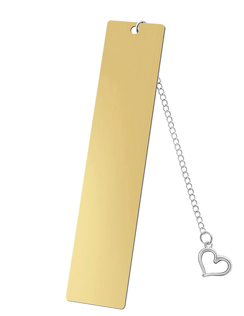 Fashion Love Large Bookmark Single Side Bright Gold Stainless Steel Blank Tag Love Pendant Bookmark