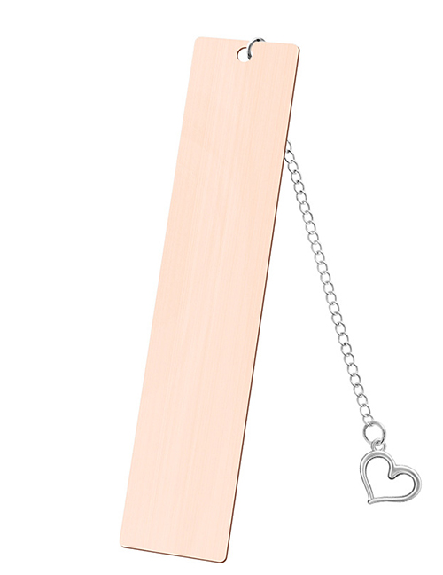 Fashion Heart Large Bookmark Single Sided Rose Gold Stainless Steel Blank Tag Love Pendant Bookmark
