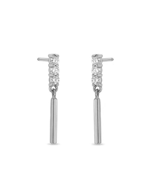 Fashion Platinum-1 Metal Diamond Vertical Bar Earrings