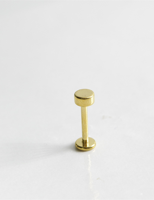 Fashion Golden Single Titanium Steel Disc Piercing Lip Nail (single Piece)