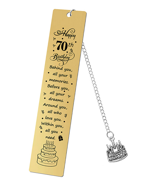 Fashion 22 Bookmark Bright Gold Metal Alphabet Cake Long Tag Bookmark