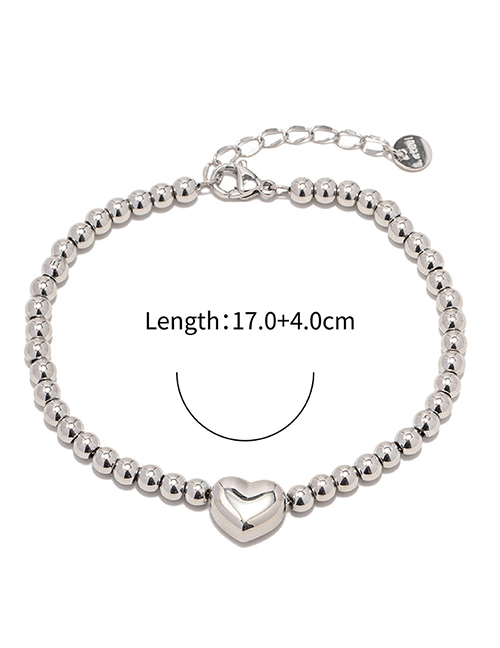 Fashion 11# Titanium Steel Heart Bead Bracelet