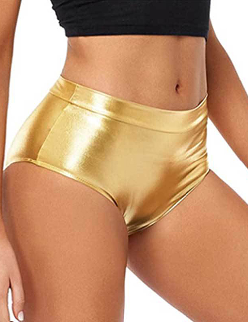 Fashion Bright Gold Shorts Glitter Fabric Leggings Shorts