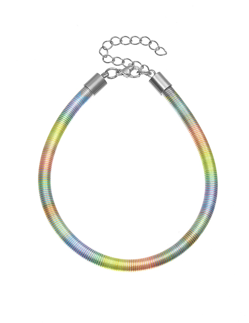 Fashion Silver_colorful Gradient Eco-friendly Polyester Bracelet Polyester Geometric Circle Bracelet
