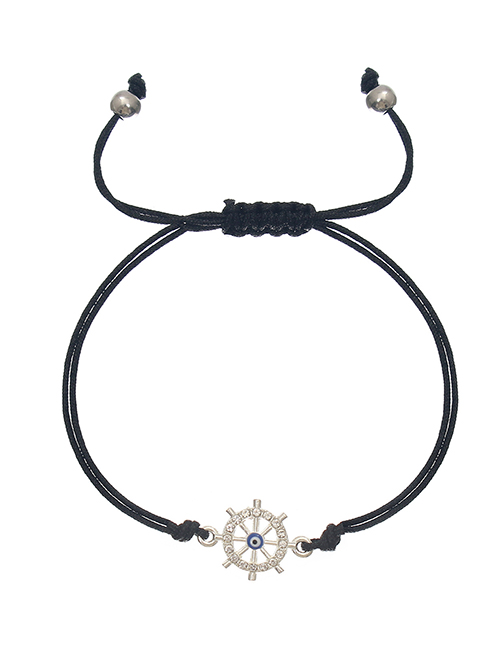 Fashion Silver Diamond Rudder Black String Bracelet Nylon Drip Eye Bracelet With Diamonds
