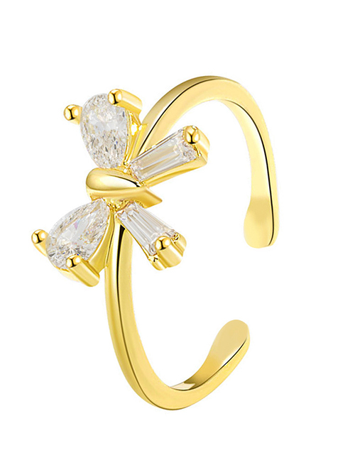 Fashion 12# Metal Diamond Butterfly Open Ring