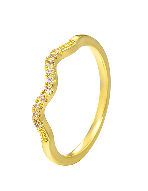 Fashion Gold/no.9 K-1006 Copper And Diamond Wavy Hoop Ring