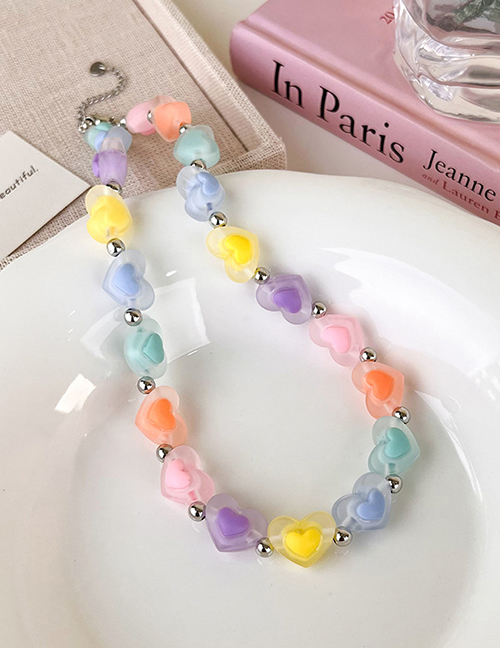 Fashion B Necklace Style Colorful Heart Beaded Necklace