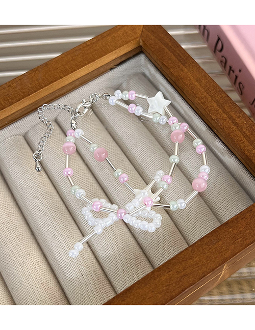 Fashion B Pink Bracelet Multicolored Crystal Shell Star Beaded Bracelet