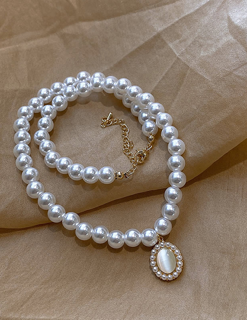 Fashion White Cat Eye Pearl Beaded Necklace