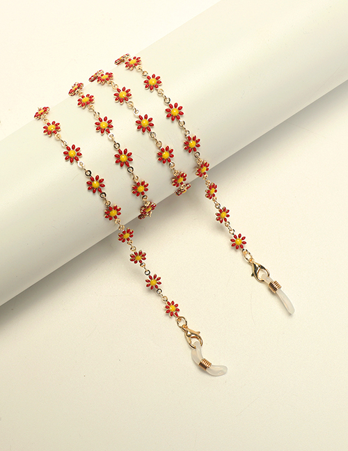 Fashion Red Copper Drip Oil Flower Chain Glasses Chain