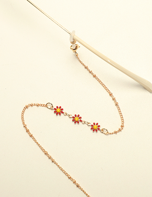 Fashion Red Copper Drip Oil Flower Chain Glasses Chain