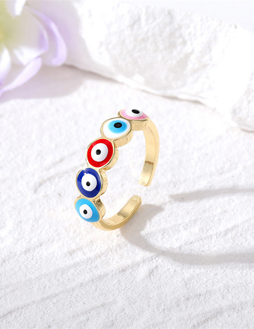 Fashion Color Metal Drip Eye Ring
