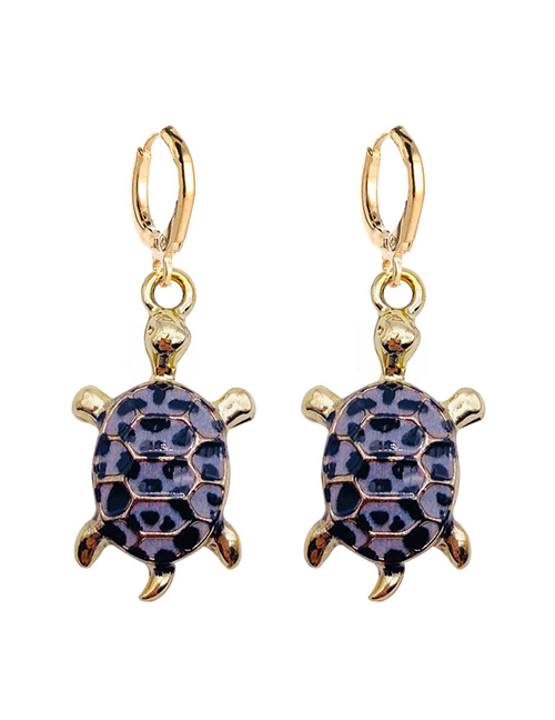 Fashion 6# Metal Oil Drip Turtle Hoop Earrings
